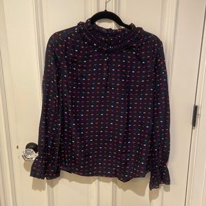 J Crew Lip Print Silk Blouse